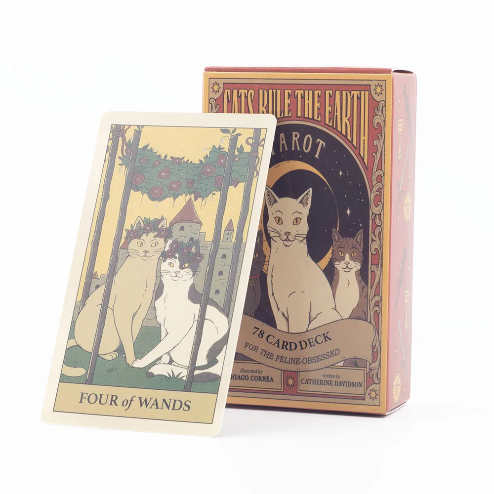 Cats Rule the Earth Tarot 78-kaartendek voor The Feline-Obsessed Divination Edition Deck Board Speelspellen 10,3 * 6 cm TK117K