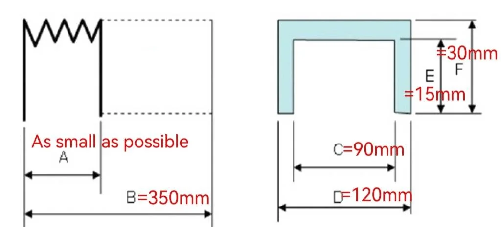 Accordeon balg protection bellows cover for cnc, inside: 90mm x 15mm, outside: 120mm x30mm, Lmax 350mm