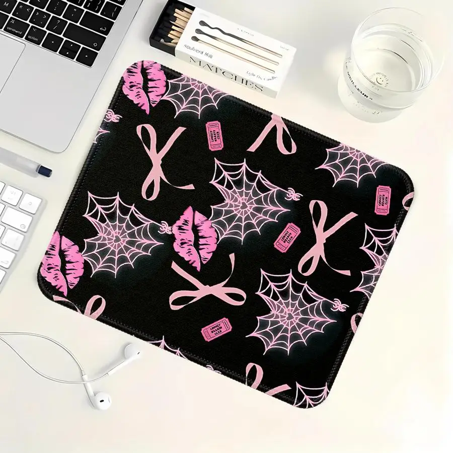 Mouse Pad Desk accessories Computer Laptop Pad Game Console Pad office Pad Keyboard Mouse Pad rubber Pink Spider Web Love