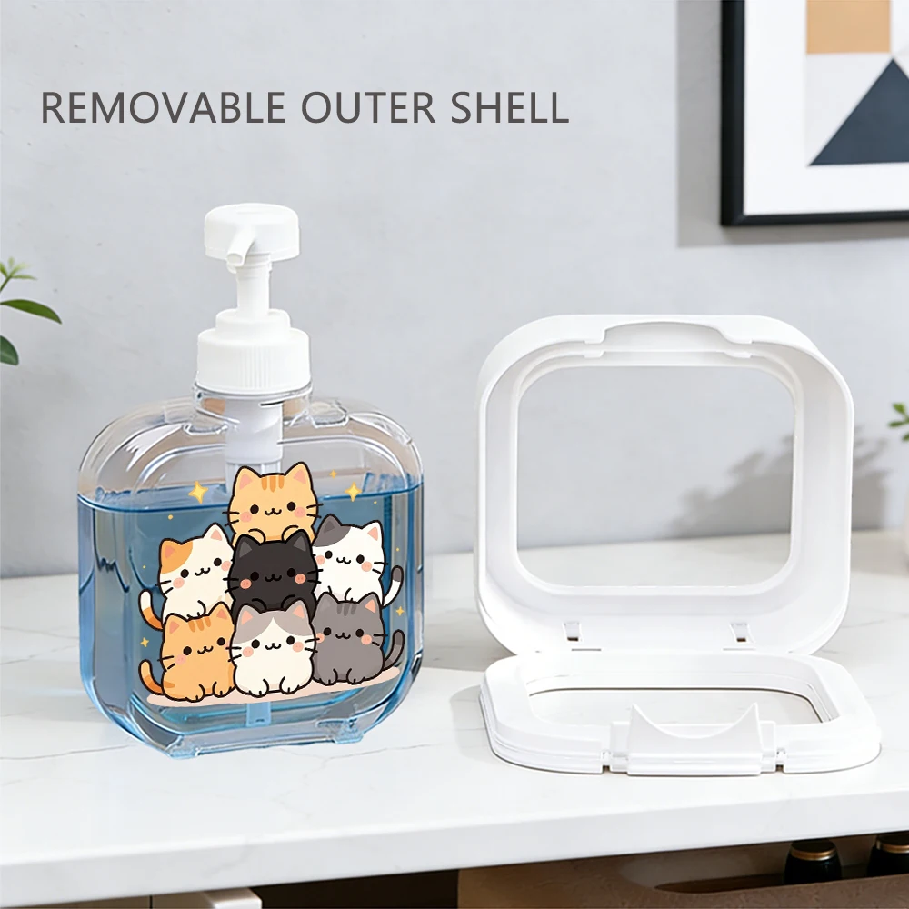 Cute Kawaii Style Soap Dispenser Stacked Multi olor Cartoon Kitten Glitter Star Print Pattern for Bathroom Kitchen Home Daily