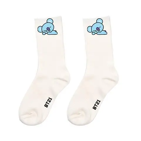 3pcs/pack BT21 Long Socks Cute KOYA RJ SHOOKY TATA COOK Cartoon Breathable Pure Cotton Leisure Sports Socks Women Stockings Gift