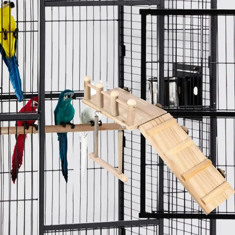

Playground For Bird Parakeet Standing Branch Lovebird Cage Ladder Swing Toys For Macaw Cockatiel Wood Parakeet Play Training