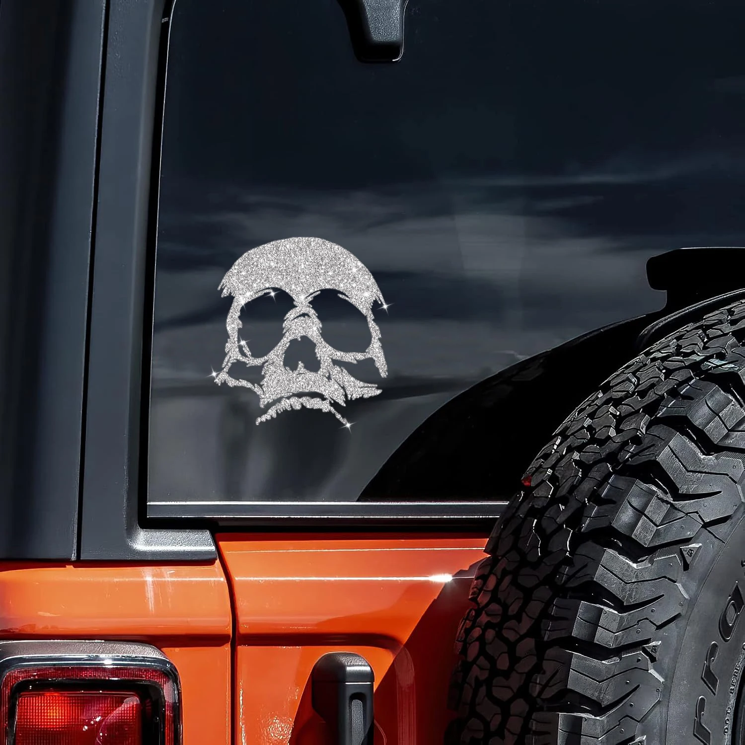Skull Head Up Flash Silver Car Decals Car Stickers