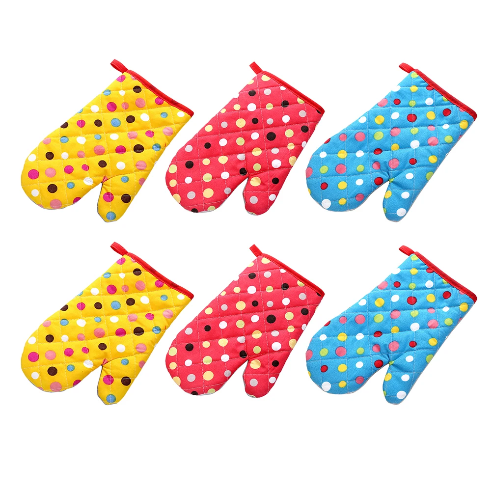 

6pcs Heat Resistant Gloves Silicone Oven Mitts Home High Temp Mittens Kitchen Baking BBQ Gloves Pots Pans Handling