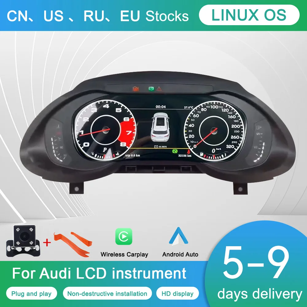 

Digital Cluster For Audi Q5 2010-2018 A4L 2010-2017 GPS Navi LCD Dashboard Speed Meter Screen Virtual Multifunctional Instrument