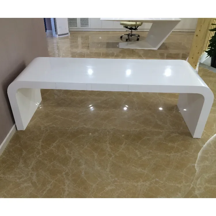 gdQuality Specialty Store Display Counter Modern White Executive Office Desk Furniture Curved Executive Office Table&