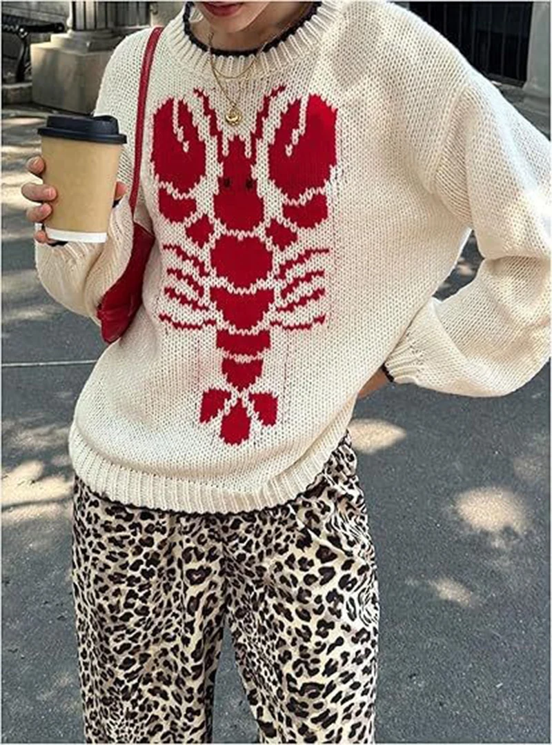 

Winter Sweater 2025 Women's Casual Commuter Cardigan Long Sleeve Printed Needle Head Cover Fashionable Outerwear for Ladies