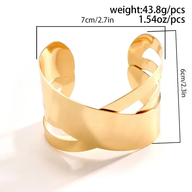 Fashion Charm Punk Geometric Multi-Layer Wide Bracelet Women\'s Trend Exaggerated Open Bangle Hip Hop Party Jewellery Accessories