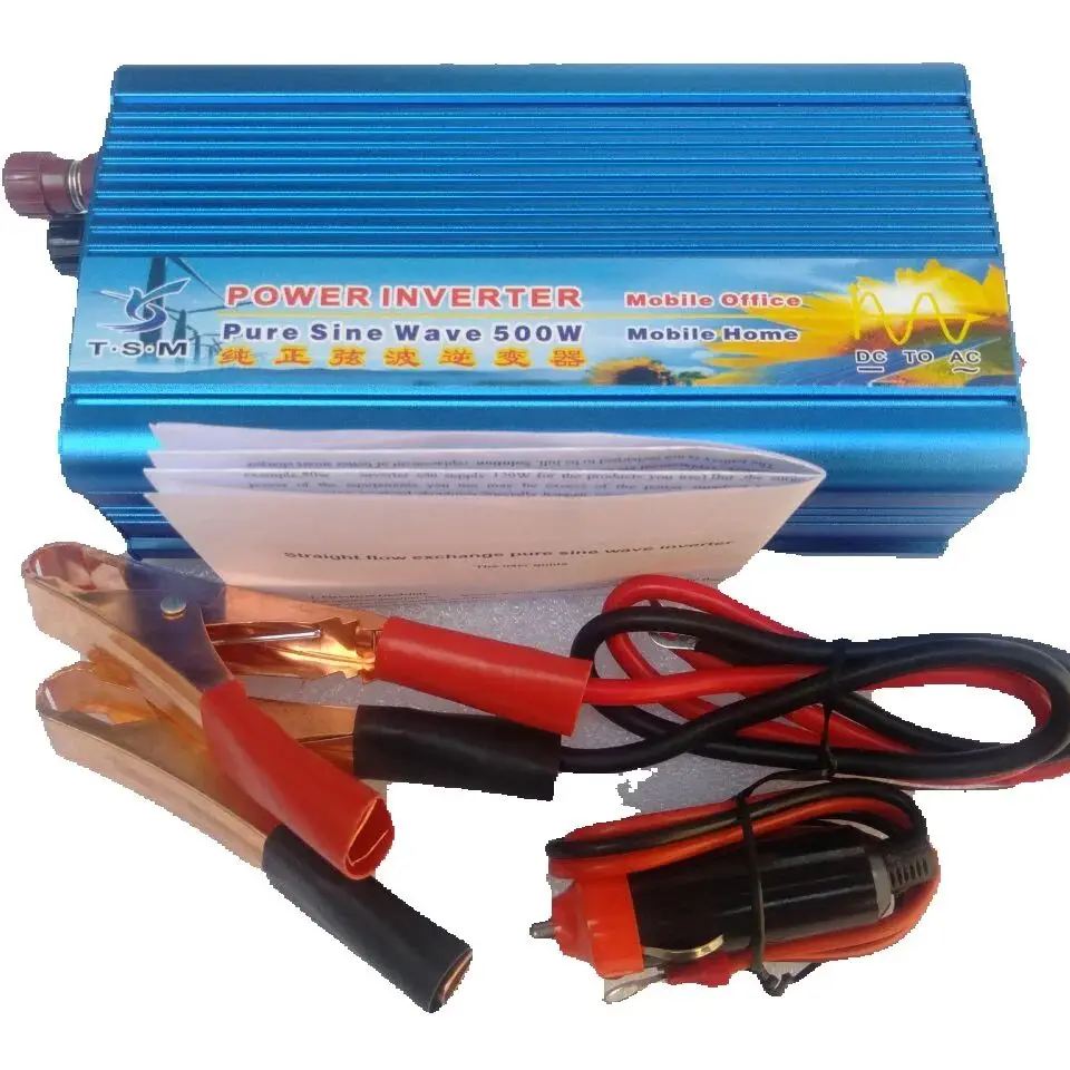 Power 500W Pure Sine Wave Inverter DC 12V to AC 110V 120V 60HZ Peak 1000W Converter USB Output