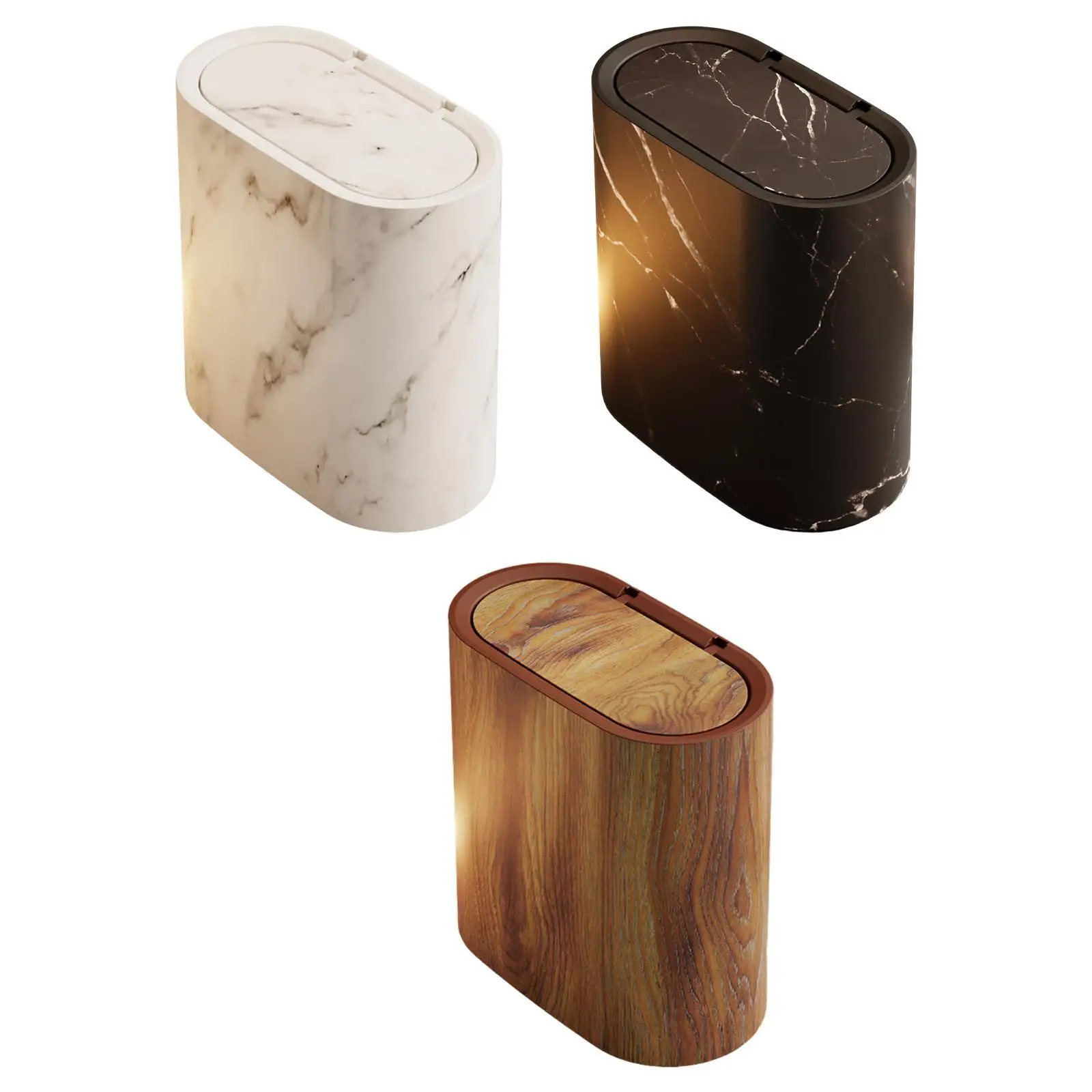 Narrow Trash Bin Garbage Can Garbage Waste Bin with Press Type, Lid Kitchen