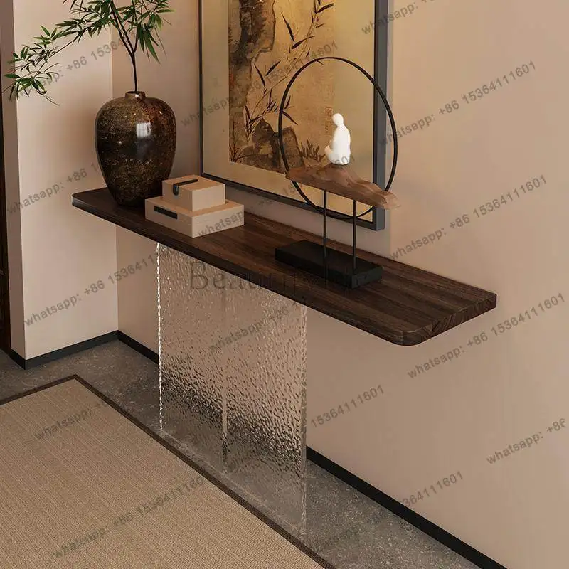 New Chinese-style solid wood entrance table strip case long strip decoration against the wall