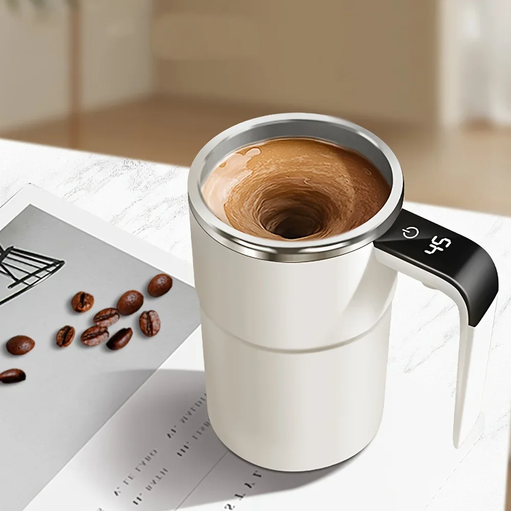 380ML Automatic Self Stirring Magnetic Mug with LCD Screen Coffee Milk Juice Mixing Cup USB Rechargeable Smart Thermal Cups