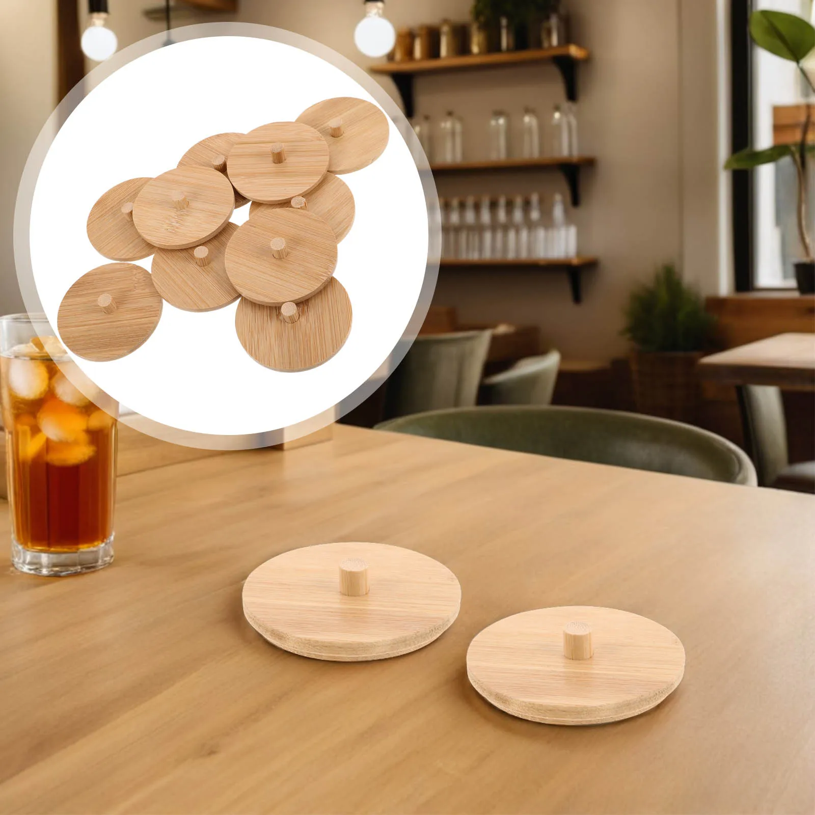 

10pcs Cotton Swab Jar Lid Bamboo Round Holder Storage Box Case Dispenser Cap Seal Moisture Protection Smooth