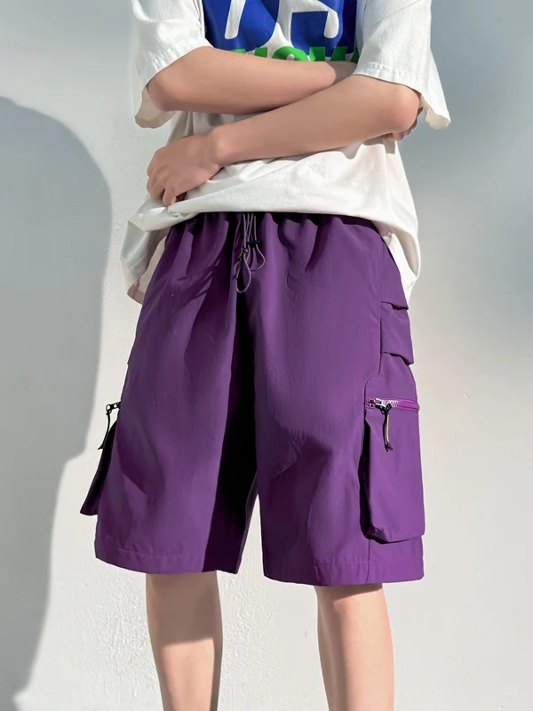 

Летние охлаждающие брюки-капри из быстросохнущей ткани Ice Silk, свободного кроя, в стиле рабочей одежды, повседневные, модные, американский бренд