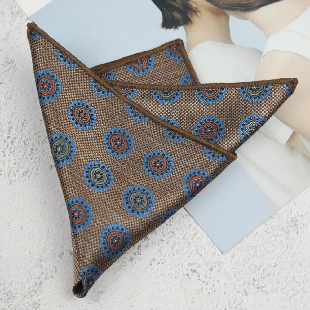 Toalla cuadrada de bolsillo clásica para hombre de 23cm, pañuelo a rayas de Cachemira de poliéster, accesorios para traje y camisa, pañuelo rojo marino para fiesta de boda