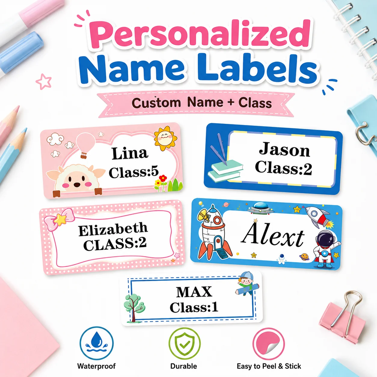 50Pcs Personalized Custom Photo Name Stickers - Stationery Stickers, Custom Stickers, Personalized Stickers, Label Stickers, Teacher's Day, Family, Back-To-School Supplies, School Supplies, Stylish Design, Birthday Exclusive Gifts, Unique Creative Gifts.