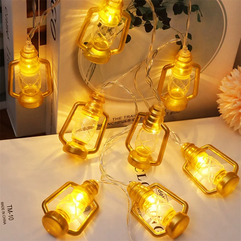 1Pack Battery Powered Lantern String Lights LED Kerosene Bottle RAMADAM String Light For Garden Wedding Holiday Party Decoration