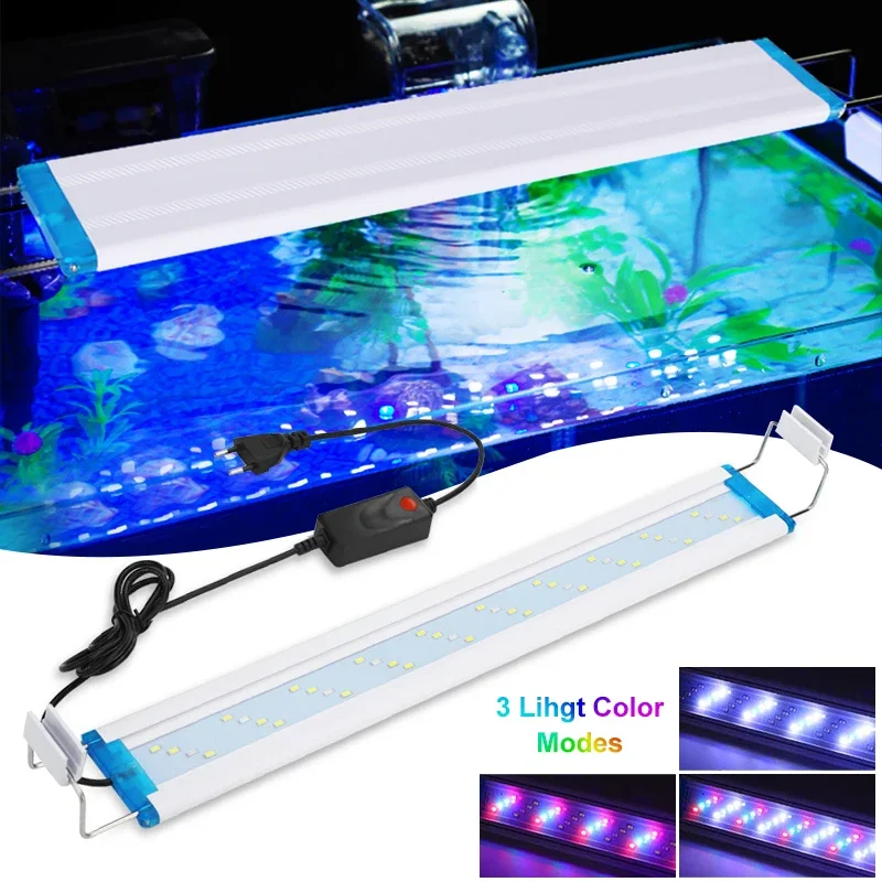 Super Slim LED Aquarium Lighting Rgb Aquatic Plant Light 18-58CM Extensible Waterproof Clip for Fish Tank 90-260V Color Lights