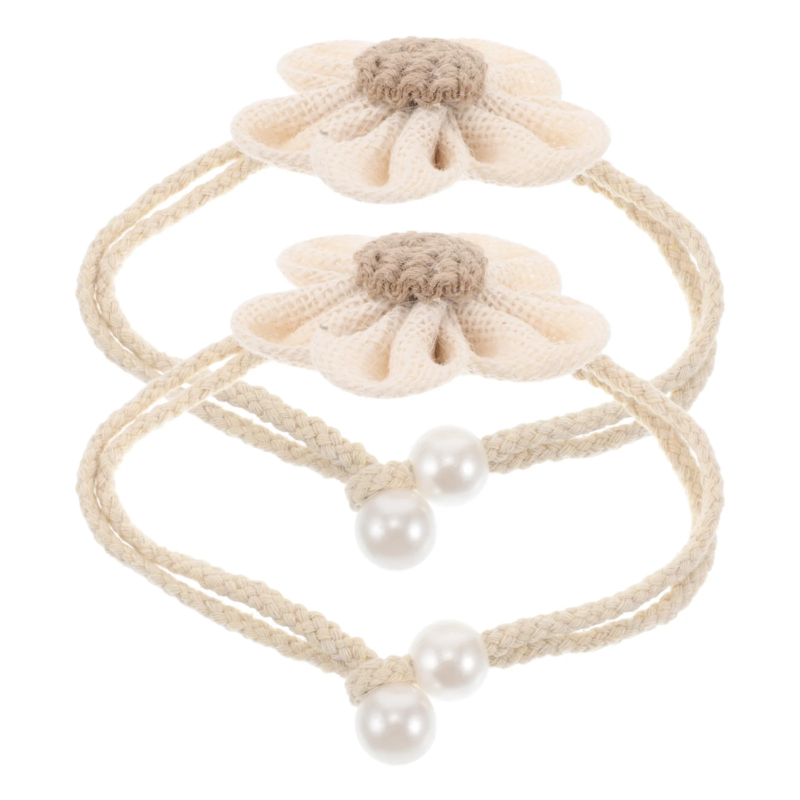 

2Pcs Curtain Tiebacks Farmhouse Floral Style Adjustable Rope with Artificial Flower Clips for Living Room Bedroom Outdoor Decor