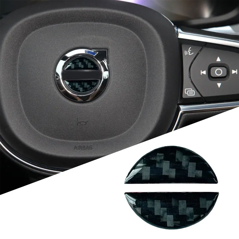 Car Styling Carbon Fiber Decor Car Steering Wheel Emblem Badge Sticker For Volvo XC40 XC60 XC90 V40 V60 S60 S90 Car Accessories