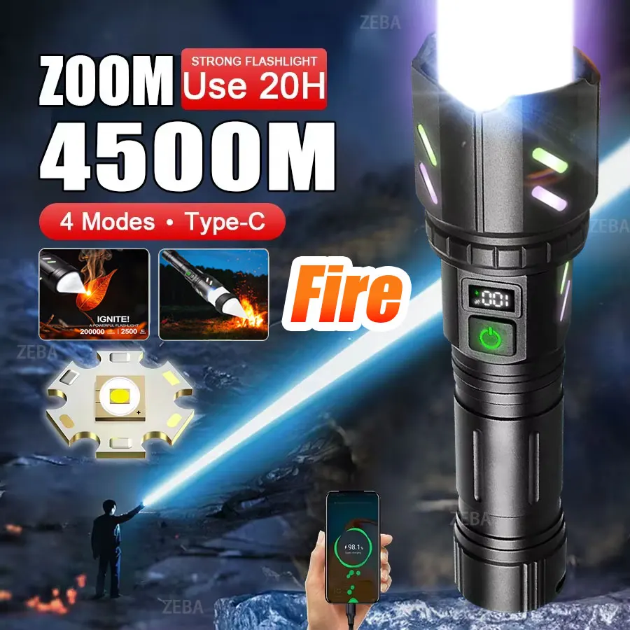 lampe-de-poche-led-la-plus-puissante-30w-rechargeable-par-usb-en-alliage-d'aluminium-ultra-puissante-lanterne-tactique-torche-de-camping