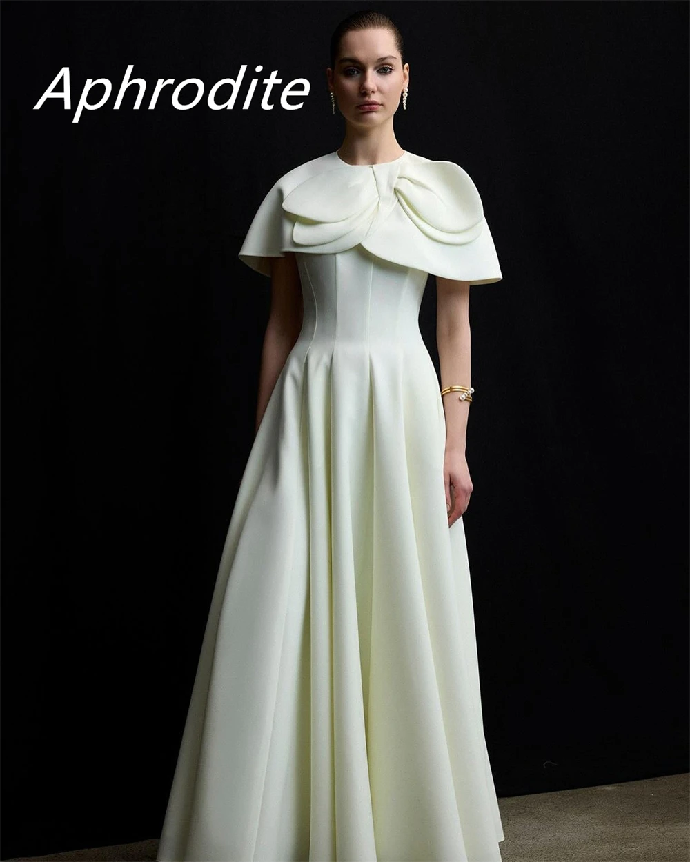 Abito da sera in jersey bianco con temperamento personalizzato Squisito girocollo con scialle senza maniche Cerniera sul retro Occasione su misura G