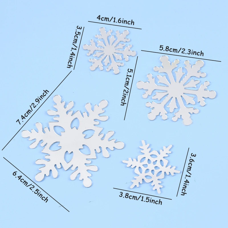 4pcs Ice And Snow Theme Merry Christmas Party Cake Topper White Snowflake Acrylic Happy Birthday Cake Top Christmas Party Decor