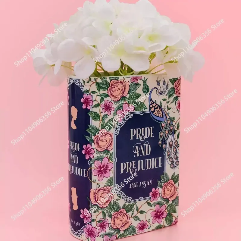 Ceramic Book Vase Pride and Prejudice Cute Bookshelf Decor Unique Gift for Book Lovers Home Interior Wall Shelf Decoration House