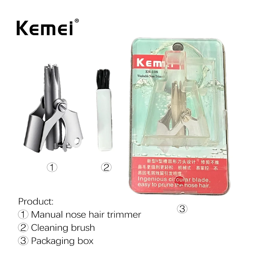 Kemei KM-108 Handleiding Water Wassen Scheerapparaat Groothandel Mechanische Neus Haar Trimmer Neus Haar Trimmer