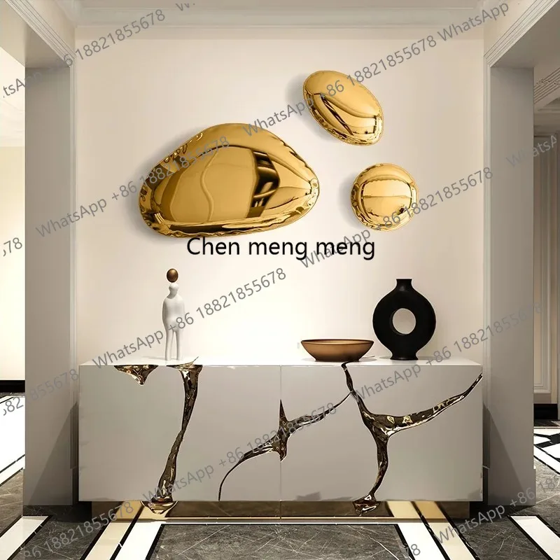 Stainless Steel Water Drop Wall Hanging, Cobblestone Sculpture, Creative Round Pendant, Soft Decoration