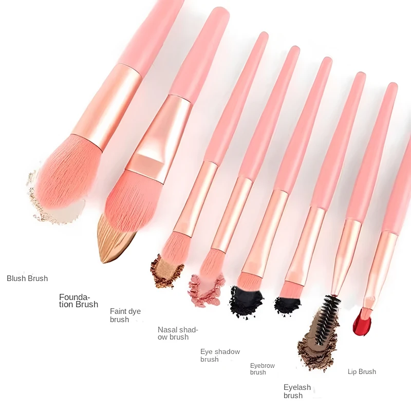 Conjunto de Pincéis de Maquiagem com 8 Peças, Pincel para Corretivo, Pincel para Blush, Pincel para Pó Solto, Pincel para Sombra, Pincel para Iluminad