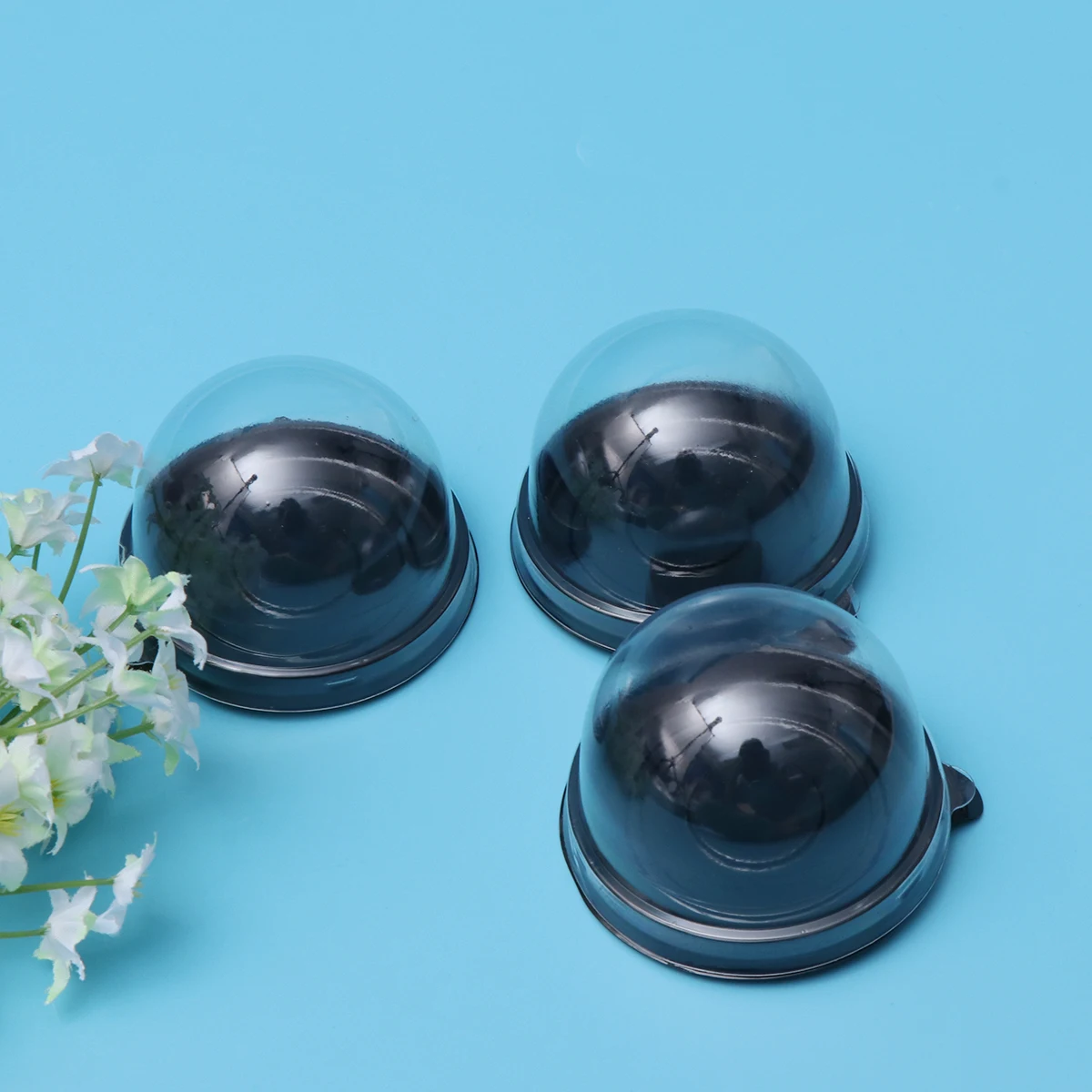 

50 pcs Cake Boxes Round Disposable Moon Cake Tray Food Grade Plastic Packaging Boxes For Birthday Wedding Party Black Bottom