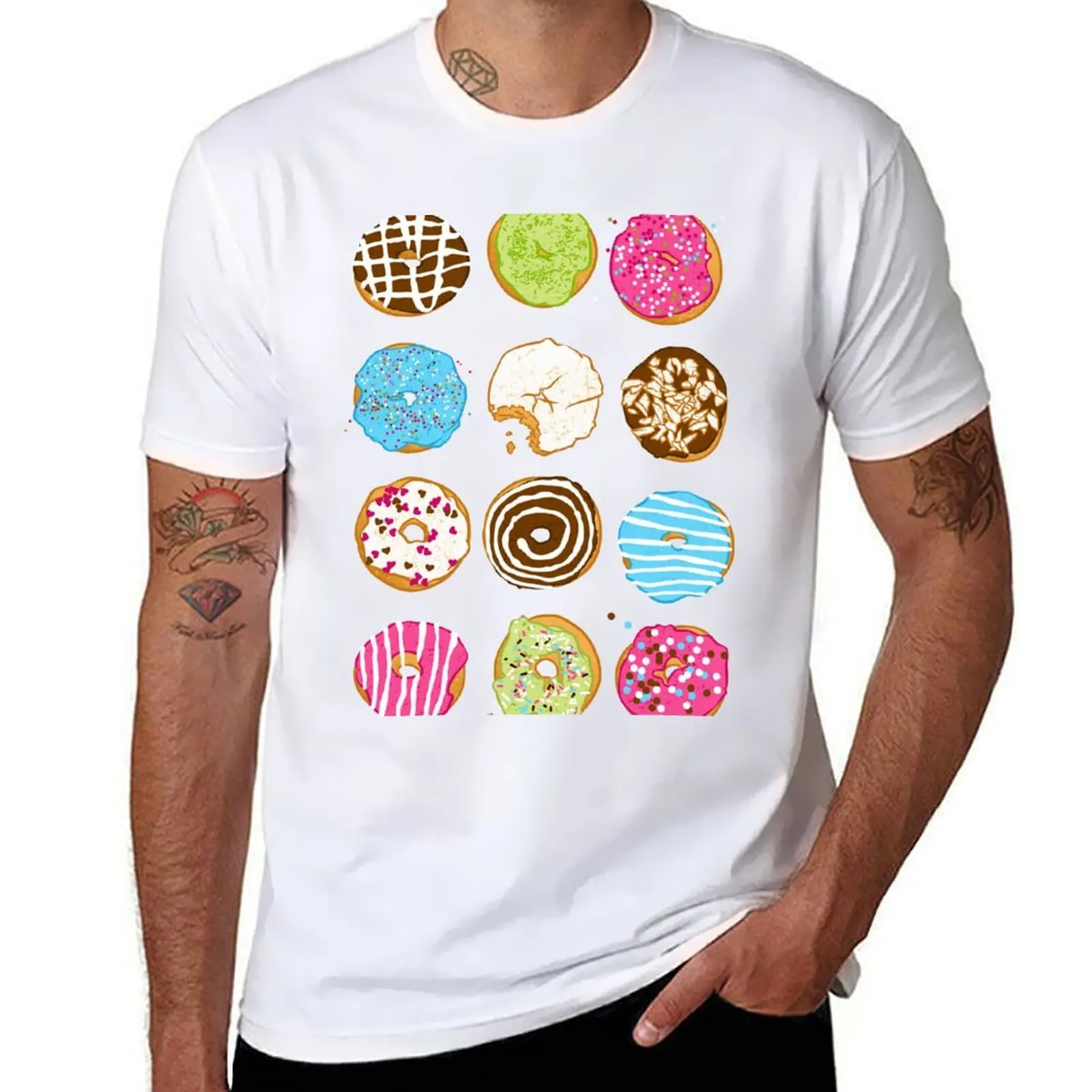 

Sweet donuts T-Shirt men t shirt cotton 100% black cotton t-shirt plain for man package T-Shirt