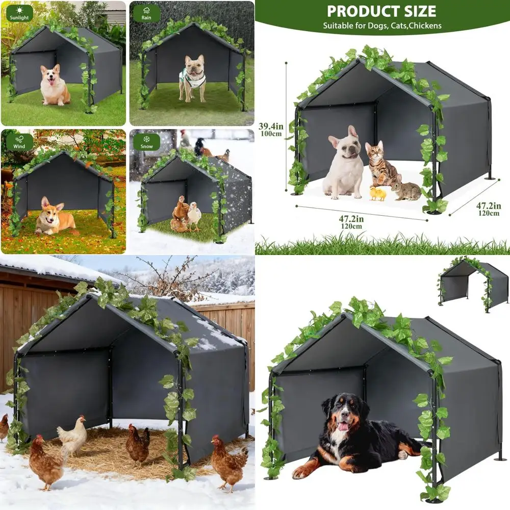 

Компактный уличный домик для собак с водонепроницаемым навесом для мелких животных, 120 x 120 x 100 см, укрытие от солнца и дождя