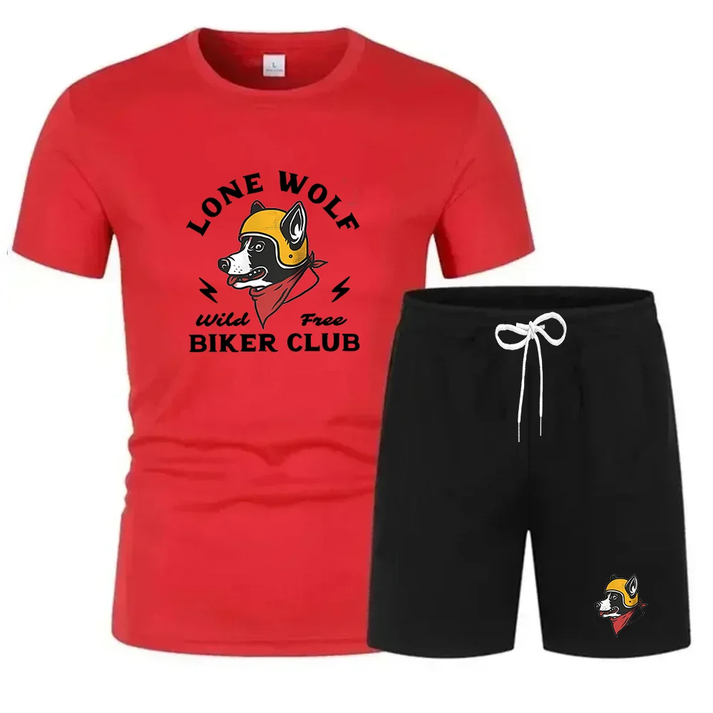 

Summer 2025 Men's Casual Cotton T-irt And orts Set ort Sve Loose Fit round Color Youth Faion