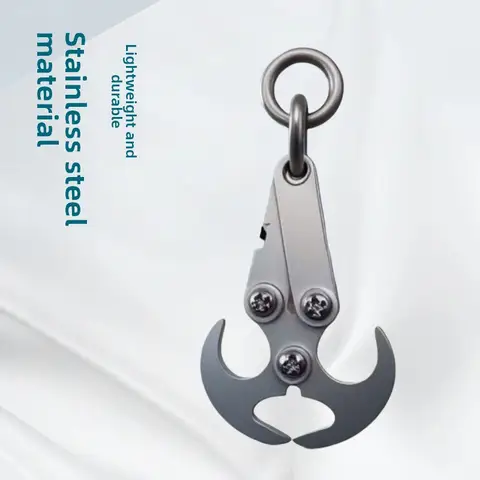 Folding Grappling Hook Multifunctional Stainless Steel Survival Outdoor Climbing Claw Carabiner Camping Gear Multitool Edc Gear