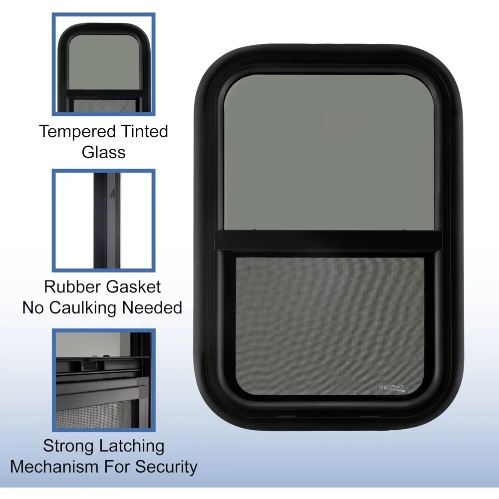 استبدال نافذة RV ذات الشريحة العمودية على شكل دمعة، 16 وات × 24 ساعة، صنع في الولايات المتحدة الأمريكية، اختياري 1.5 حواف