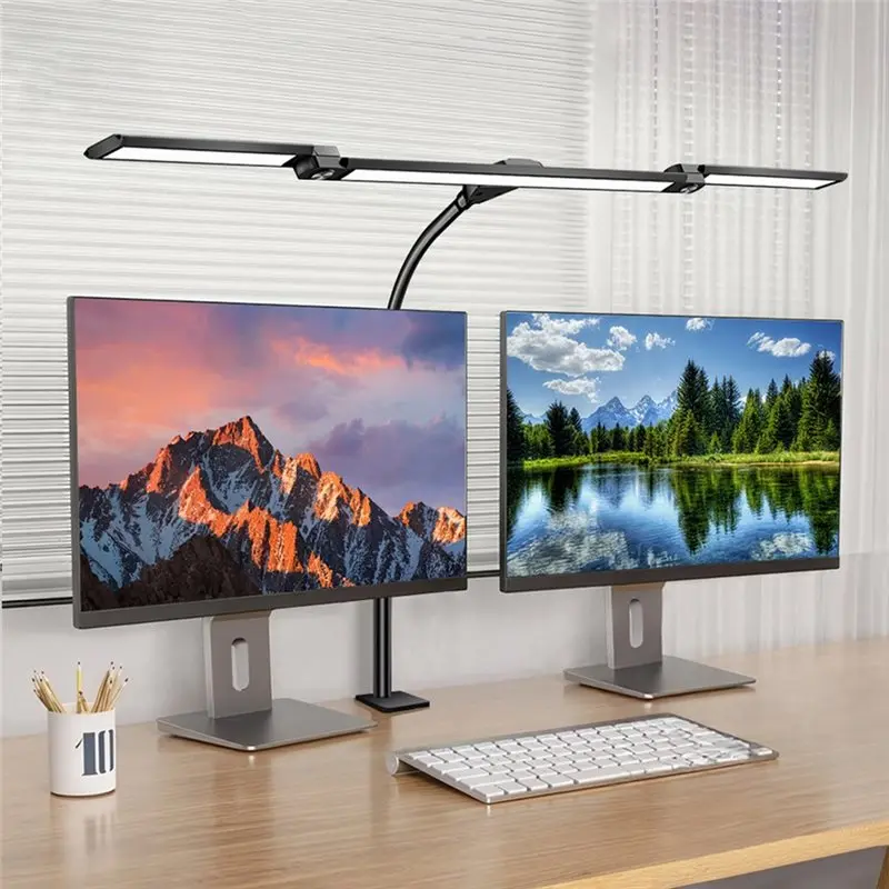 ABGG-3-Head Eye Caring Architect Lamp With Clamp Computer Monitor Flexible Gooseneck Colour-Adjustable Table Lamp