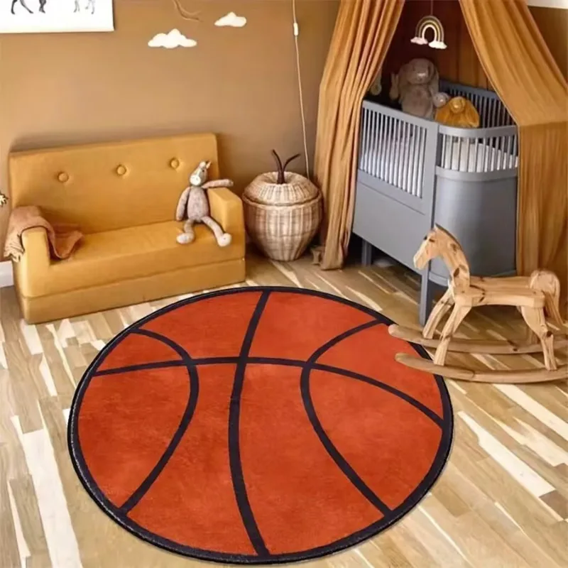 Basketball Round Bedroom Carpet Resistant Bedside Blanket Cute Cartoon Floor Chair Mat Rocking Chair Mat Mat Home Decoration