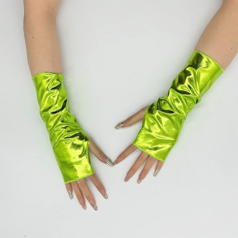Imitation Leather Punk Style Short Gloves PU Leather Punk Style Party Show Dancing Gloves Glossy Solid Color Rock Gloves Cosplay