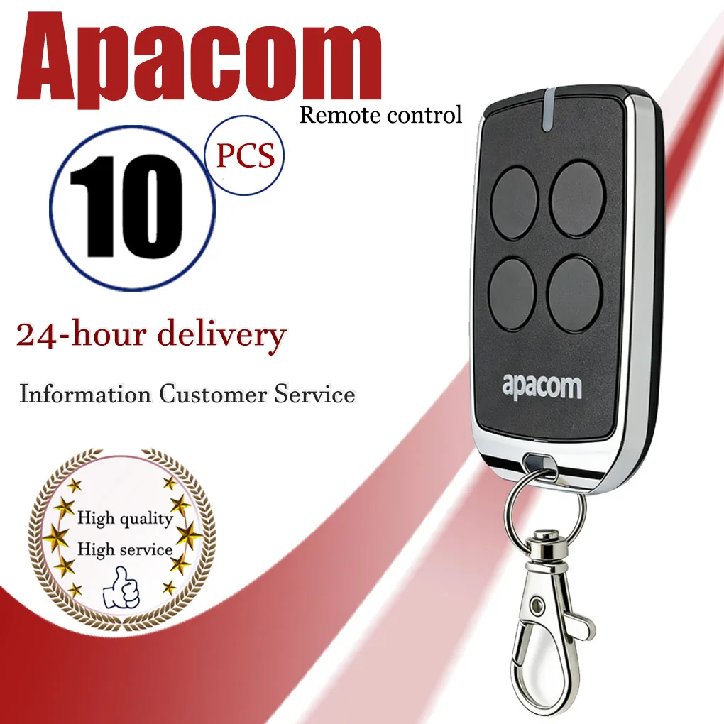 10PCS Apacom 433.92MHz  4 Button Garage Door Gate Remote Control with Keychain