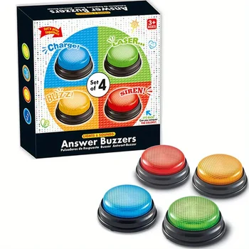 Learning Resources Answer Buzzers Toy Family Game Competition Quiz Buzzers Lights and Sounds Button for Kids Trivia Night