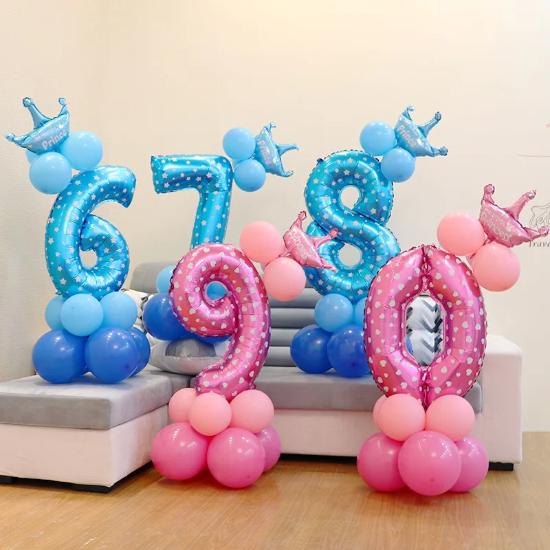 Birthday Party Set Decoration 42 Inch Digital Pillar Guide Balloon Festival Wedding Decoration Digital Aluminum Film Accessories