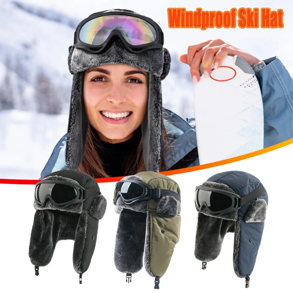 

Winter Trapper Hat Lenin Hat Waterproof Windproof Thick Ear Flap Outdoor Snowboarding Flying Extreme Cold Weather Unisex Ski Hat