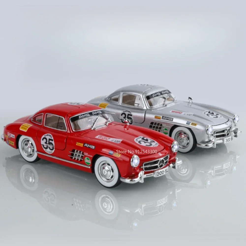 1:24 escala 300sl modelo de carro brinquedo liga diecast portas abertas puxar para trás modelos de veículos vintage brinquedos meninos crianças coleção presentes