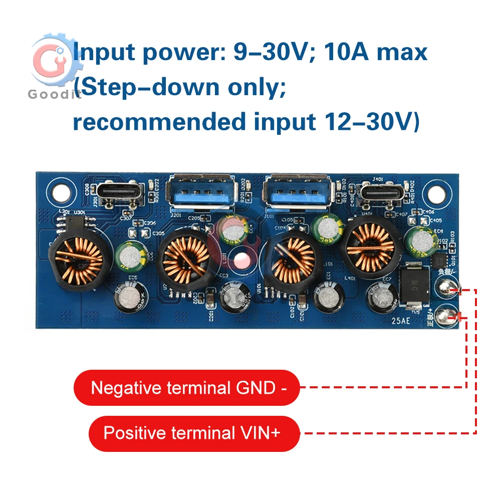 90W Fast Charge Module PD3.0 QC4.0 SCP Type-C USB-A Mobile Phone Quick Charge Adapter 6-35V Step Down Module  for iPhone Samsung