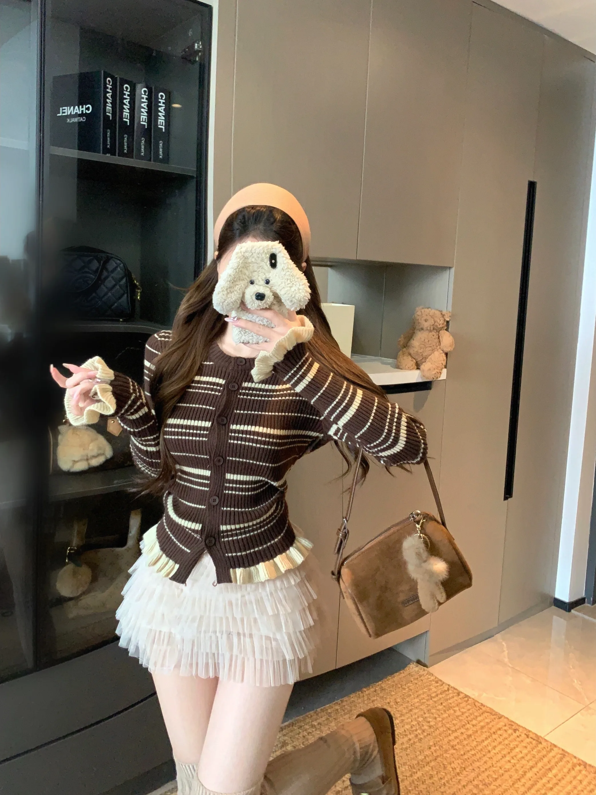 

Корейский облегающий вязаный свитер для женщин, ранневесенний базовый слой, цветной полосатый трикотаж, повседневный внутренний топ