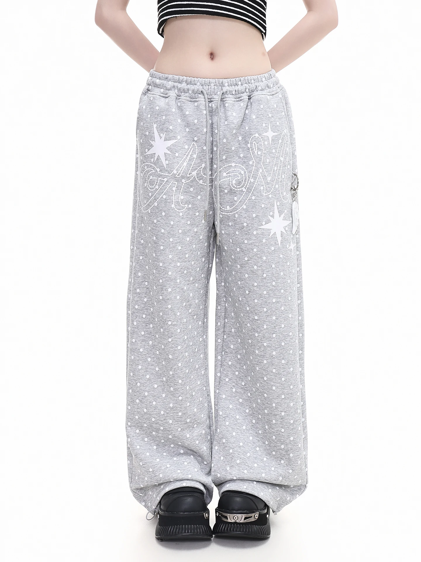 

Summer New Design Orange Jelly Polka Dot Casual Pants Women Loose Wide Leg Straight Cut Trousers Comfortable Loose Fit Trousers