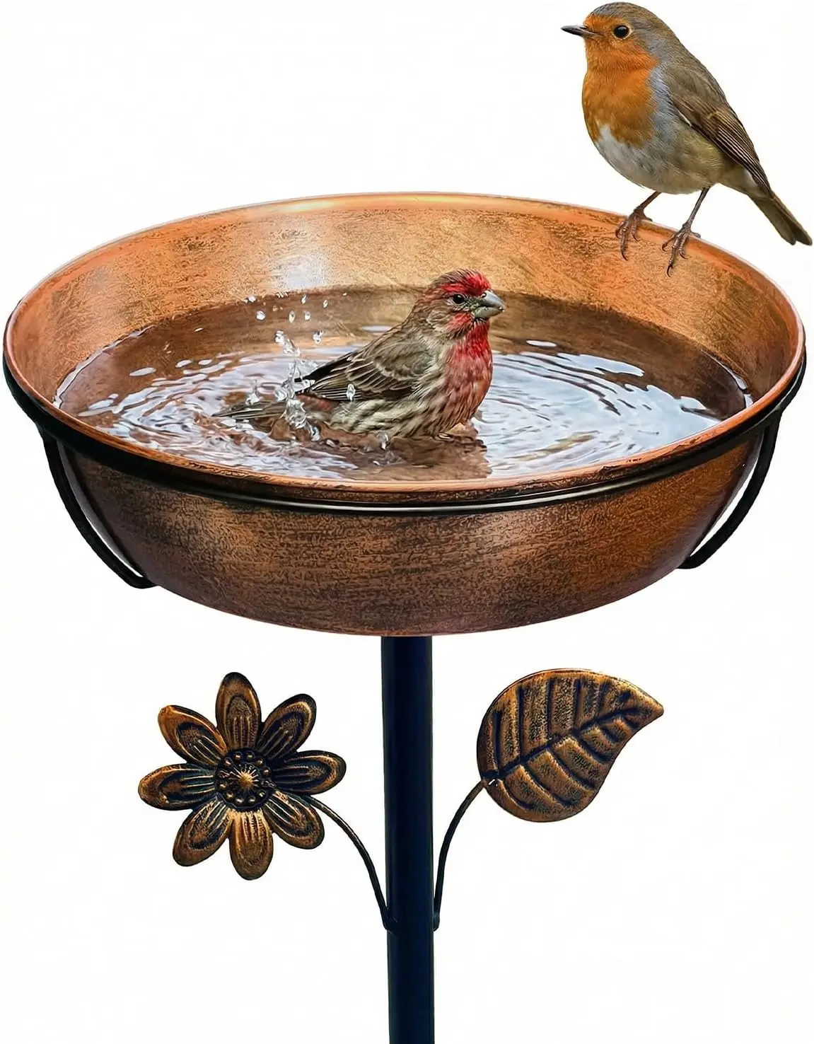 Bird Bath Metal Removable All Season Neutral