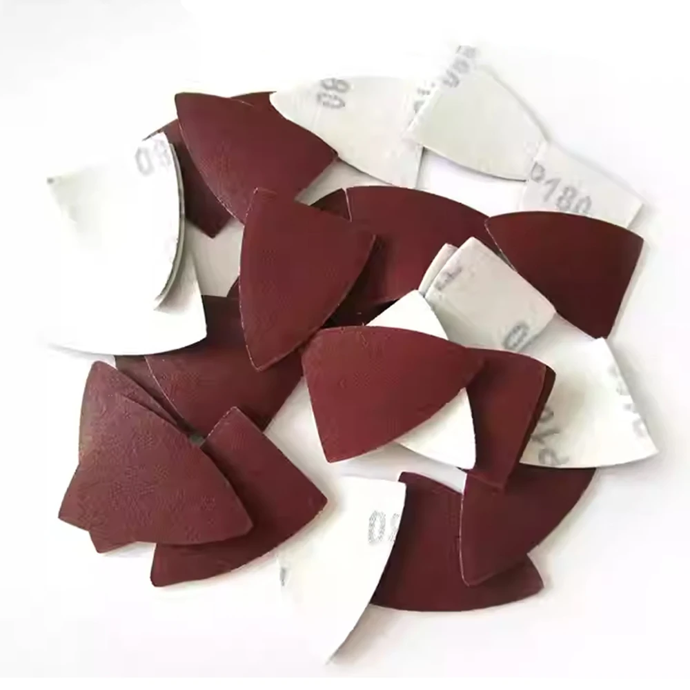 1-200Pcs 38*52mm Triangular Sandpaper 60-320 # Flocking Dry Grinding Finger Shaped Red Sand Skin Car Wood Jade Plastic Polishing